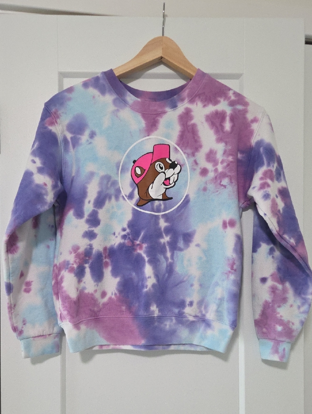BUC-EES Tie-Dye Purple & Light Blue GIRLS Crewneck Sweatshirt